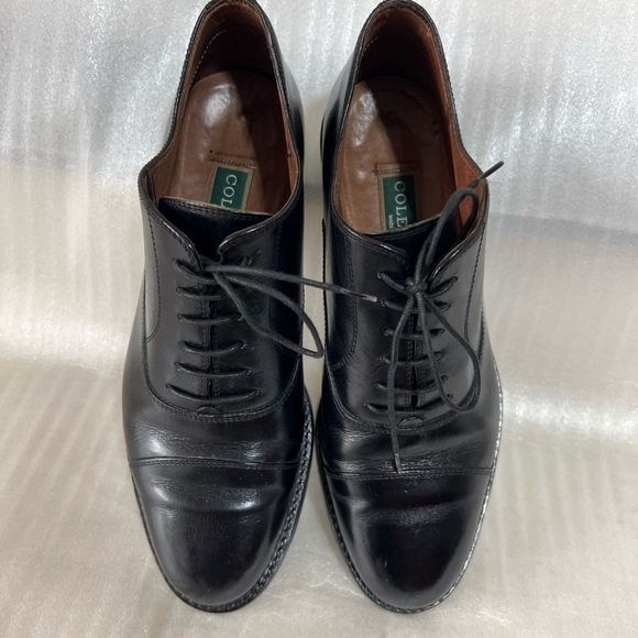 Cole Haan Mens Shoes Black Williams Cap Toe Oxford Leather Vibram Italy 7.5B - Picture 16 of 16